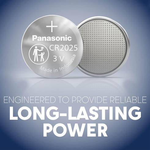 Panasonic CR2025 3.0 Volt Long Lasting Lithium Coin Cell Batteries in Child Resistant, Standards Based Packaging, 10 Count(Pack of 1)...