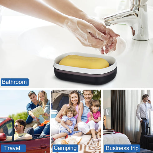 Travel Soap Box,soap Bar Holder Dish Container Case with Soap Bag & Silicone Band,Strong Sealing Leak Proof Portable,Best for Bathroom/Camping/Gym...