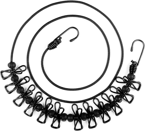 Travel Clothesline, Portable Retractable Clothesline with 12pcs Clothespins for Indoor Laundry Drying, Outdoor Camping Accessories, Black...