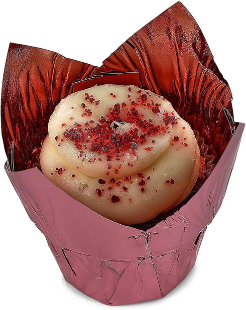 Sparkle and Bash Rose Gold Tulip Cupcake Liners for Baking, Foil Muffin Baking Cups 3.25 x 2.8 In, Pack of 100)...