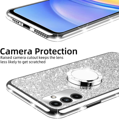 nancheng Case for Galaxy A15 5G, for Samsung Galaxy A15 5G Case with Ring Kickstand Lanyard Shockproof Protection Phone Case Cute Soft TPU Glitter...