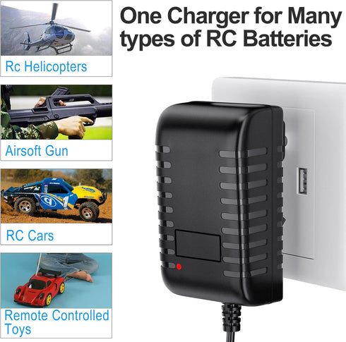 SoulBay RC Car Battery Charger with 9-Way Splitter Connector for Airsoft RC Car Hobbies 2-10S NiMH & NiCD Batteries Pack 2.4V 3.6V 4.8V 6V 7.2V 8....