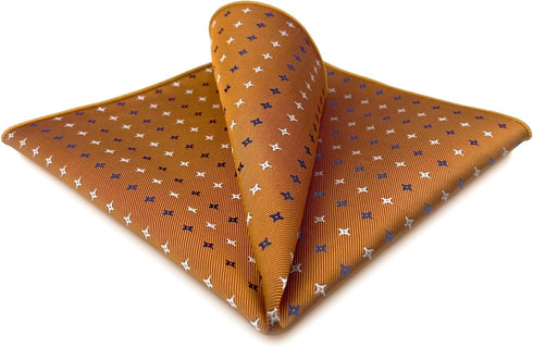 S&W SHLAX&WING Pocket Squares for Men Orange with Blue White Dots Color Edge for Suit...