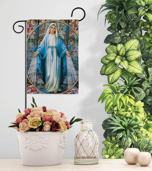 Our Lady of Grace Home Banner Wall Art Patio Lawn Porch Room Small Flag Outdoor Tapestry Yard Sign Catholic Gift Jesus Easter Religious Christian ...