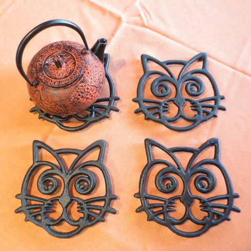 Cat Trivet - Black Cast Iron - for Kitchen & Dining Table - More Than One Makes a Set for Counter, Wall Art or Decoration Accessory - Housewarming...
