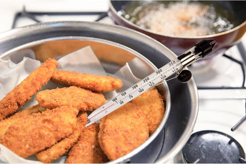 HIC Kitchen Roasting Deep Fry Candy Jelly Thermometer, Easy-Read Glass Tube with Protective Sheath and Temperature Guide...