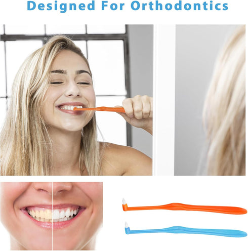Single End Tufted Toothbrush, 5 Pcs Interspace Tooth Brush Tapered Trim Tooth Cleaner Interdental Toothbrush Tuft Gap Toothbrush for Orthodontic D...