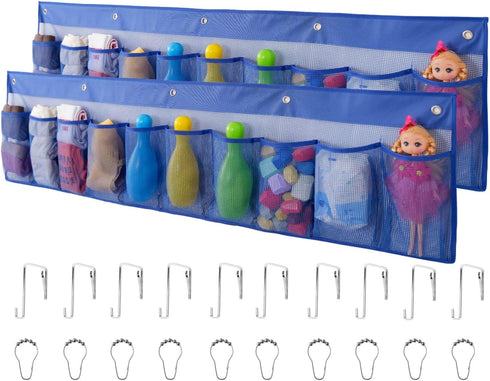 2 Pack RV Mesh Shoe Storage Pouches,Hanging Wide Organizer with 10 Pockets for Camper,Bedside Caddy for Shoes,Toys,Snacks and Household Accessorie...