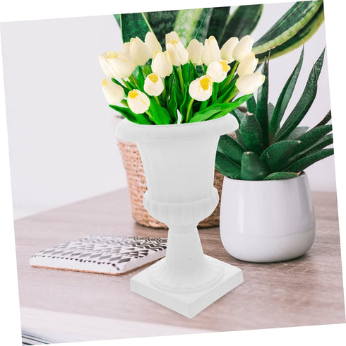 DOITOOL Flowerpot Urn Shaped Flower Pot Flower Vase Footed Plant Pot Vases for Flowers Floral Art Vase Creative Flower Pots Pedestal Glass Vase Wh...