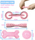 4 Pack Puppy Toys for 2-8 Months Teething Pets Dog Chew Toy Puppies Teeth Cleaning Toy Food Dispensing Soft Rubber Bone Funny Ball Interactive Don...
