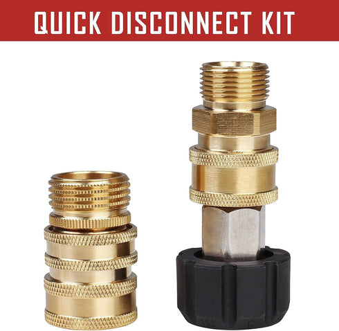 Pressure Washer Adapter Set, Quick Disconnect Kit, M22 Swivel to 3/8'' Quick Connect, 3/4" to Quick Release, M22 to M22 Convert...