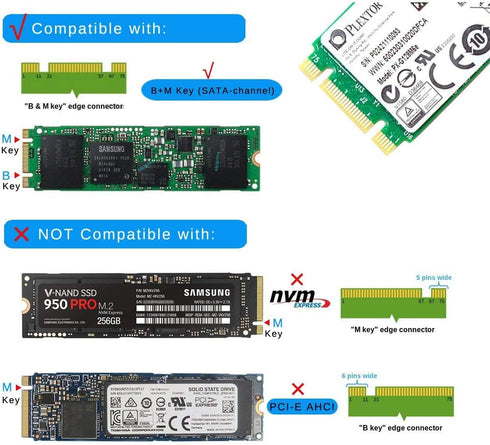 JacobsParts M.2 NGFF SSD to 2.5" SATA III Enclosure 7mm Drive Adapter 2242 2260 2280...