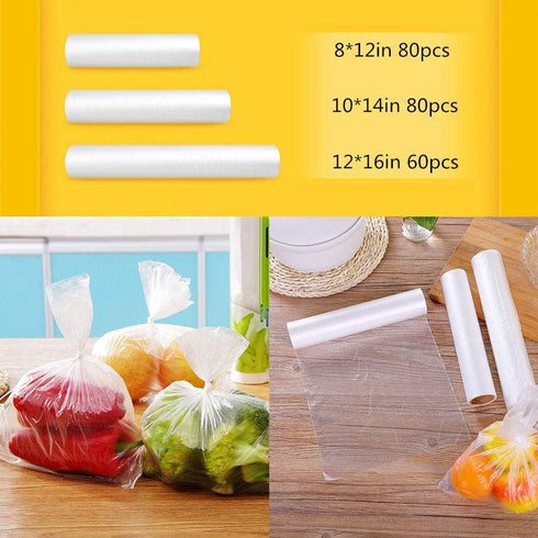 3 Rolls Plastic Bags Disposable Food Storage - 3 Size - 240pcs Bags...