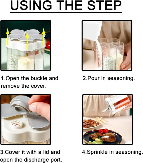 2pcs Travel Spice Container ?5 in 1Portable Camping Seasoning Shaker?Clear Plastic Condiment Bottle for Travel?Camper, Hiking, BBQ, Picnicn....
