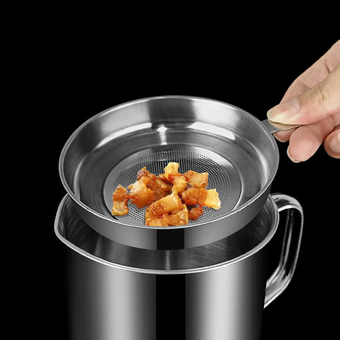 Bacon Grease Container,Kitchen Oil Container Can with Strainer and Anti-slip coaster tray for Store Meat Frying Oil and Cooking Grease Storage...