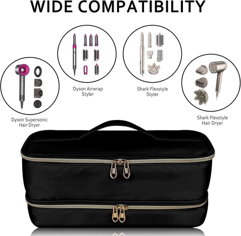 Double-Layer Portable Waterproof Travel Carrying Case for Shark Flexstyle Styler/Hair Dryer/Dyson Airwrap and Hair Styler Attachments, Bag Only (B...
