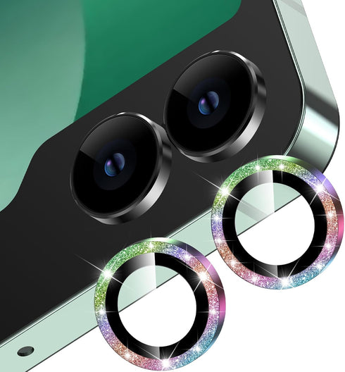YWXTW for Samsung Galaxy Z Flip 6 Camera Lens Protector, Bling Glitter Individual Anti Scratch Metal Ring Tempered Glass Camera Screen Protector f...