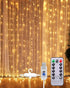 Curtain Lights 300 LED Twinkle Fairy Lights with Remote USB Powered for Wedding Christmas Backdrop for Bedroom Home Room Decor (Warm White)...