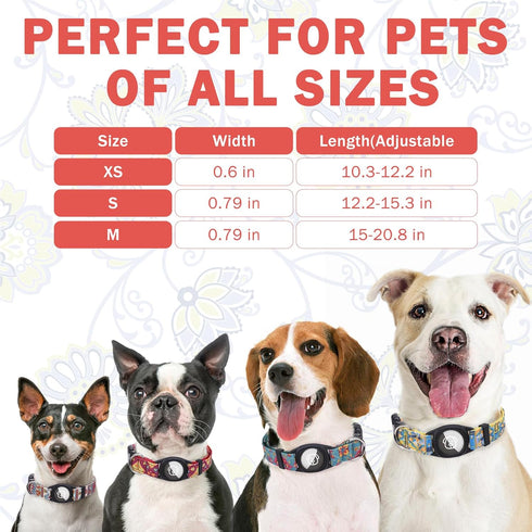SCENEREAL Airtag Dog Collar for Small Medium Dogs, Dog Collar with Durable Airtag Holder, Compatible Apple Air Tag, Anti-Lost Adjustable Soft Comf...