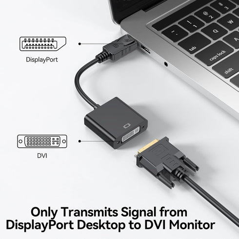 DisplayPort to DVI Adapter, DisplayPort to DVI-D Single Link Adapter Male to Female Compatible for Lenovo, Dell, HP with Computer, Desktop, Laptop...