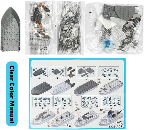 Army Toys Battleship Building Blocks Coast Guard Warship with Solid Hull and Deck Building Set Fun Preschool Educational toys for Boys and Girls 6...