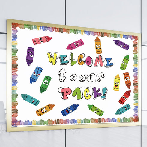 CANIPHA 79Pcs Classroom Bulletin Board Sets, Classroom Themes Decoration Sets, Back to School Bulletin Board Crayon Cutouts with Border Trims for ...