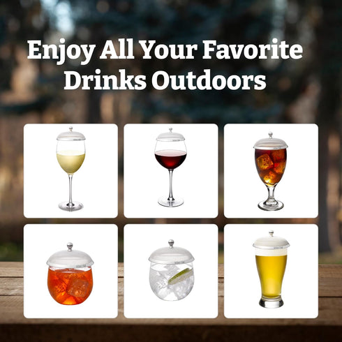 BevHat Stainless Steel Drink Covers (2 Pack), Wine Glass Covers for Outdoors, Protect Cocktails, Coffee Mugs, Tea Cups, Beers, Keep Bugs Out, Wine...