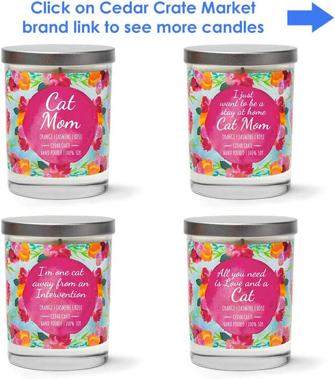 Funny Candles - I'm One Cat Away from an Intervention - Cat Mom Gifts, Orange, Jasmine, Rose, Luxury Scented Soy Funny Candles, 13.5 oz. Jar, 10 O...
