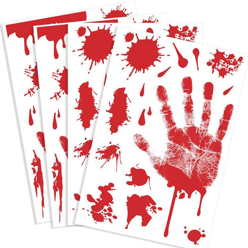 KUUQA 4 Pcs Bloody Handprint Clings Horror PVC Stickers Decals for Halloween Decorations...
