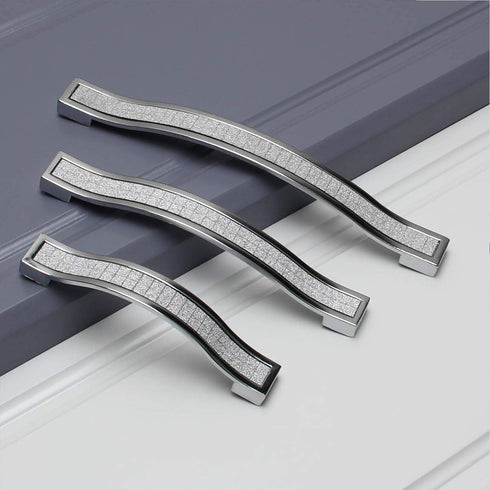 6-Pack 5" Hole Cente Modern Minimalist Cabinet Door Handle Silver Frosted Handle Crystal Diamond Handle Small Furniture Hardware Handle (6,Screwho...
