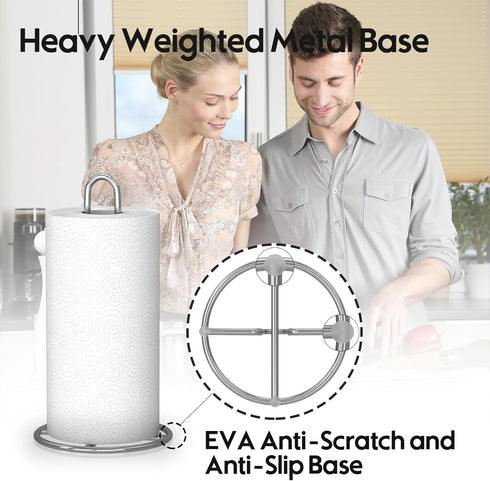 Paper Towel Holder Countertop, Kitchen Paper Towels Holder Stand for Kitchen Organization and Storage, Stainless Steel Paper Towel Roll Holder wit...