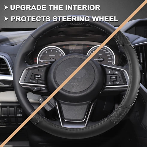 GIANT PANDA Customized Auto Steering Wheel Cover for Subaru Forester, Car Steering Wheel Cover for Subaru Outback and Crosstrek - Solid Black...