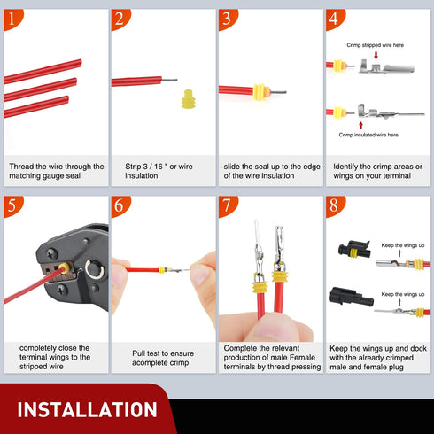 Nilight 120PCS 1 Pin Electrical Connector ?Plug Male Female Terminal Wire Connector Waterproof Connectors 1 Way Automotive Connect Set for Car Tru...