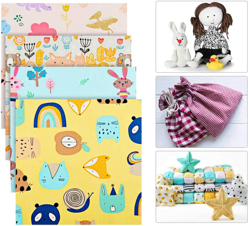 30 Pieces Animals Fat Quarters Cotton Fabric Bundles Cute Pattern Fabric Squares 10 x 10 Inch Squirrel Elk Bear Sewing Scrap for Quilting Patchwor...