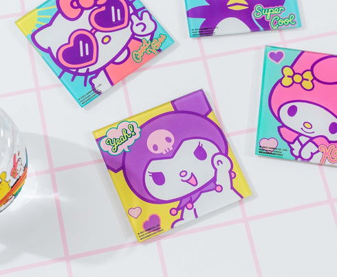 Sanrio Hello Kitty and Friends Glass Coasters for Drinks, Set of 4 | Home and Kitchen Tabletop Protection...