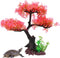 Aquarium Plants Decoration, Plastic Pink Cherry Blossom Tree & Grass Ornament, Tank or Aquarium Decorations, Suitable for Reptile Hermit Crab Liza...