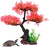 Aquarium Plants Decoration, Plastic Pink Cherry Blossom Tree & Grass Ornament, Tank or Aquarium Decorations, Suitable for Reptile Hermit Crab Liza...