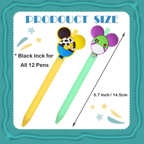 12 Pcs Cute Mouse Head Character Ears Pens Multi Color Pencil Nootbook Signature Office Desk Stationary Accessories Gifts for Student Teacher Scho...