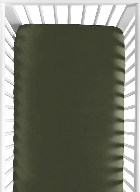 Sweet Jojo Designs Solid Dark Green Baby or Toddler Fitted Crib Sheet for Woodland Camo Collection...