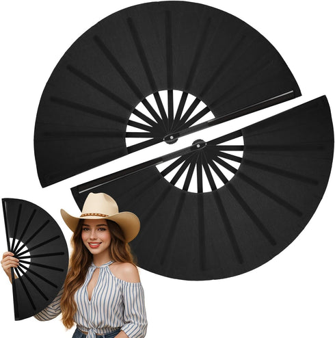 Maitys 2 Pcs Large Clap Fans for Line Dancing 13 Inches Folding Hand Rave Fan Nylon Cloth Foldable for Line Dancing Festival Craft Dance Decoratio...