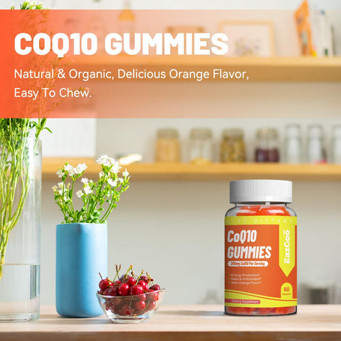 CoQ10 Gummies 200mg, Vegan Supplement for Energy Production, Non-GMO, Gluten Free (60 Gummies)...