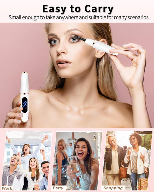 Heated Eyelash Curlers - Eye Lash Curler Heat with Eyelash Comb - Electric Eyelash Curler - Rizador De Pestañasey LED Display 3 Temp Settings USB ...