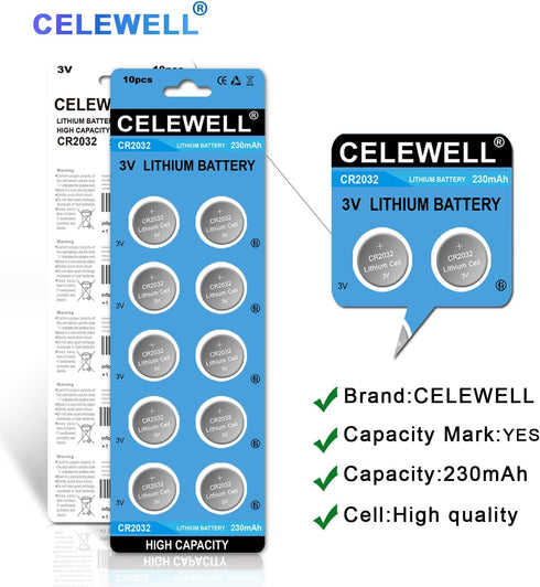 CR2032 3V Lithium Battery (10-Pack)?5-Year Warranty?...