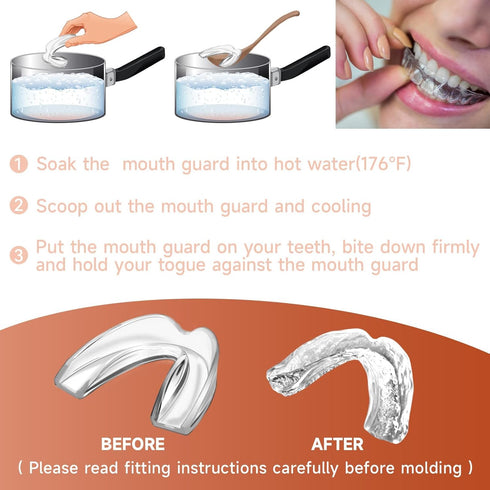 4 Pack Orange Kids Mouth Guard for Grinding Teeth, Moldable Kid Mouth Guard for Clenching Teeth at Night, Comfortable Mouthguard Stops Bruxism, TM...
