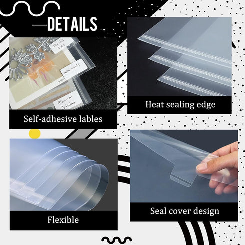 30 Pieces Clear Stamp & Die Plastic Storage Bag, Resealable Large Envelope Pocket for Card Making DIY Scrapbooking Paper Craft and Cutting Dies St...