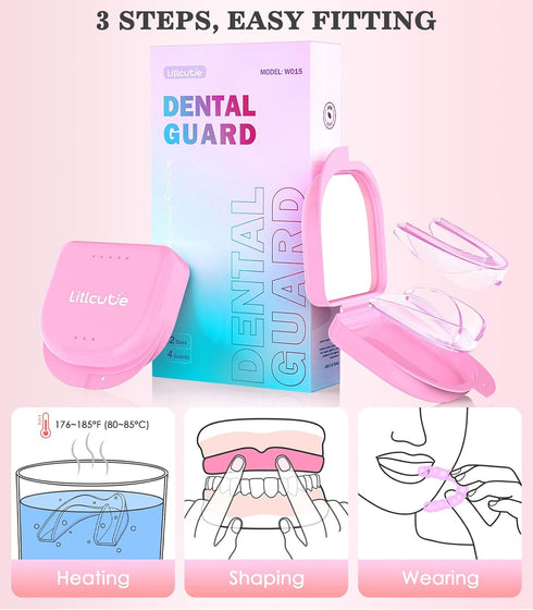 Mouth Guard for Grinding Teeth, 4 Pack Moldable Teeth Guard at Night Sleep Jaw Clenching & Bruxism, Ventilated Teeth Grinding Guard Box with 5X Ma...