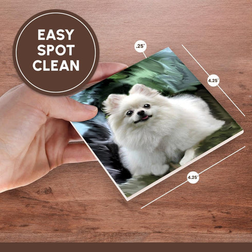 3dRose CST_4167_3 Pomeranian Ceramic Tile Coasters, Set of 4...