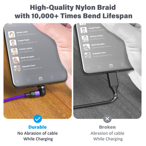 Magnetic Charging Cable 4 Pack (3.3ft/6.6ft/6.6ft/10ft), 540 Degree Rotating Magnetic Phone Charger Cable, 3 in 1 Nylon Magnetic USB Cable for Mic...