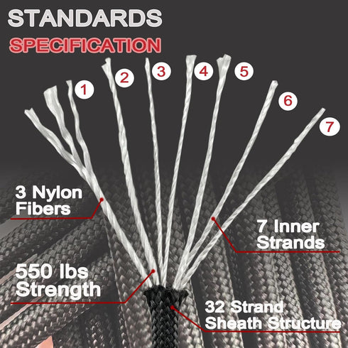 550 Paracord 100FT, Strong Heavy-Duty Camping Rope, Tactical Parachute Cord, Outdoor Gear Tent Rope 4mm...