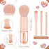 3 Sets Travel Brush Makeup Set, 4 in 1 Mini Portable Lip Brush Foundation Blending Powder Eye Shadow Brush for Women Facial Retractable Set...